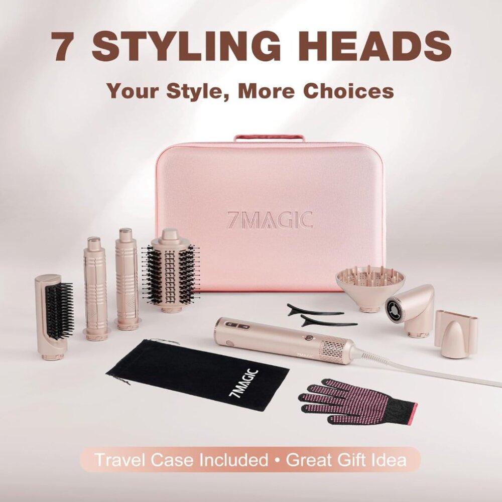 7 MAGIC || 7-in-1 Hair Styling Tools Dryer Brush Air Wrap attachments case - NEW - Picture 9 of 9